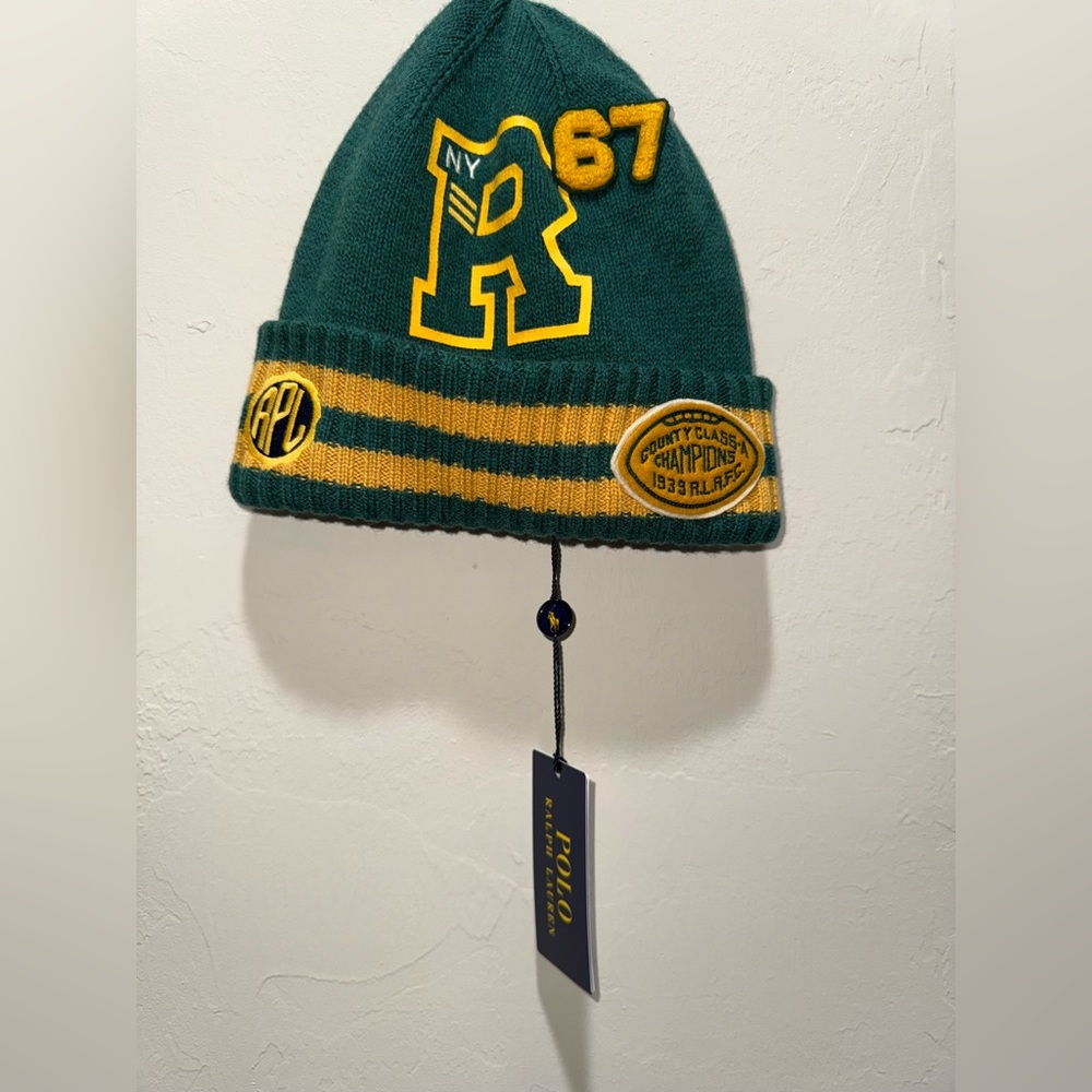 Polo by Ralph Lauren Green and Yellow Varsity Knit Hat